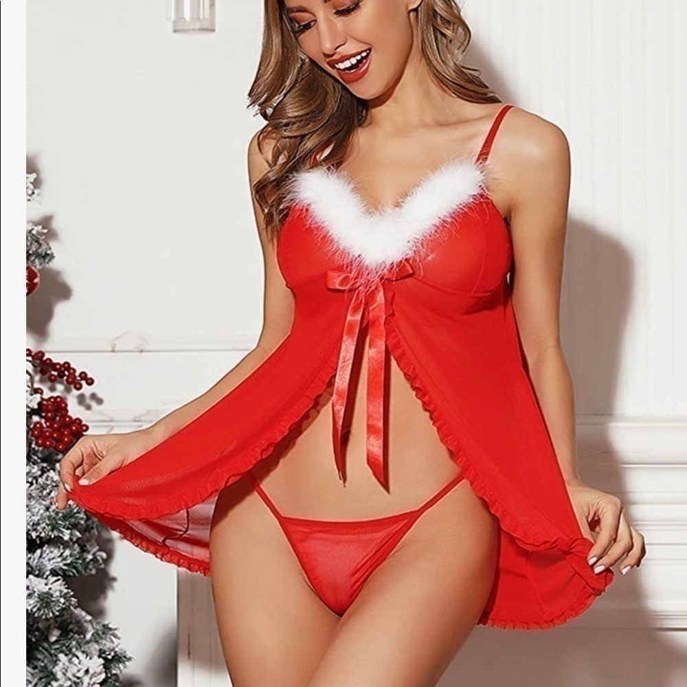 Red Christmas Babydoll Santa lingerie set